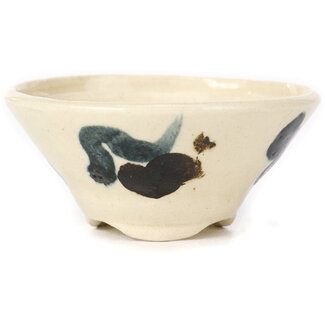 Bonsai 80 mm round white multicolor bonsai pot by Bonsai, Japan