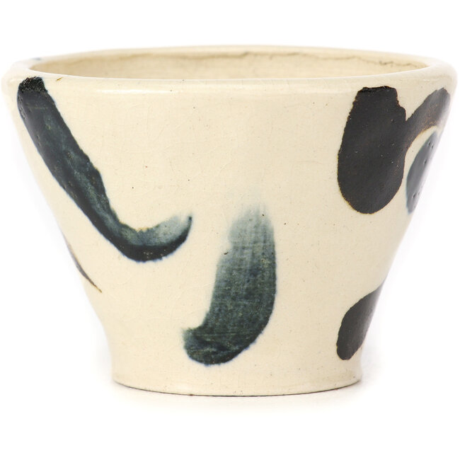 Runde weiße mehrfarbige Bonsaischale von Bonsai - 75 x 75 x 55 mm