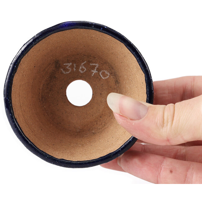 Ronde blauwe bonsaipot van Bonsai - 75 x 75 x 40 mm