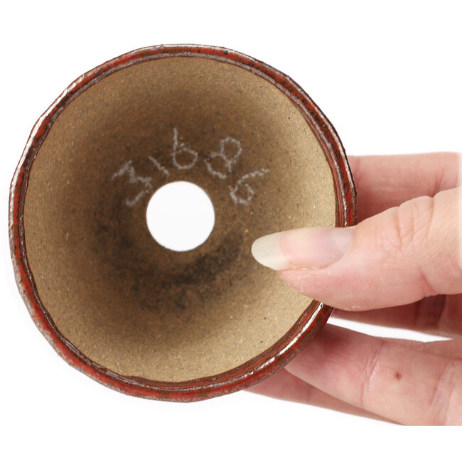 Vaso per bonsai rotondo rosso marrone di Bonsai - 70 x 70 x 45 mm