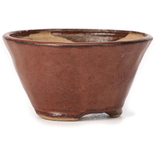 Ronde roodbruine bonsaipot van Bonsai - 75 x 75 x 40 mm