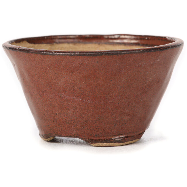 Maceta de bonsái redonda marrón rojiza de Bonsai - 75 x 75 x 40 mm