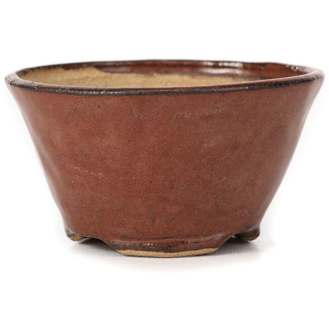 Ronde roodbruine bonsaipot van Bonsai - 75 x 75 x 40 mm