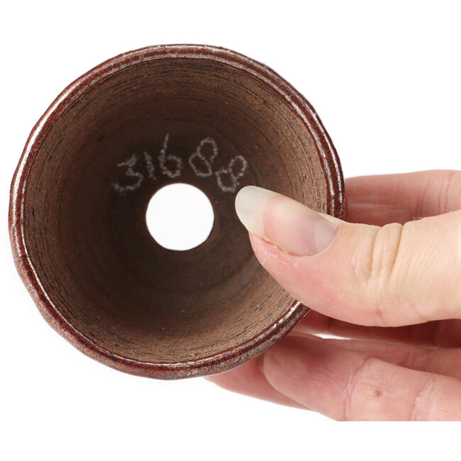Ronde roodbruine bonsaipot van Bonsai - 70 x 70 x 40 mm