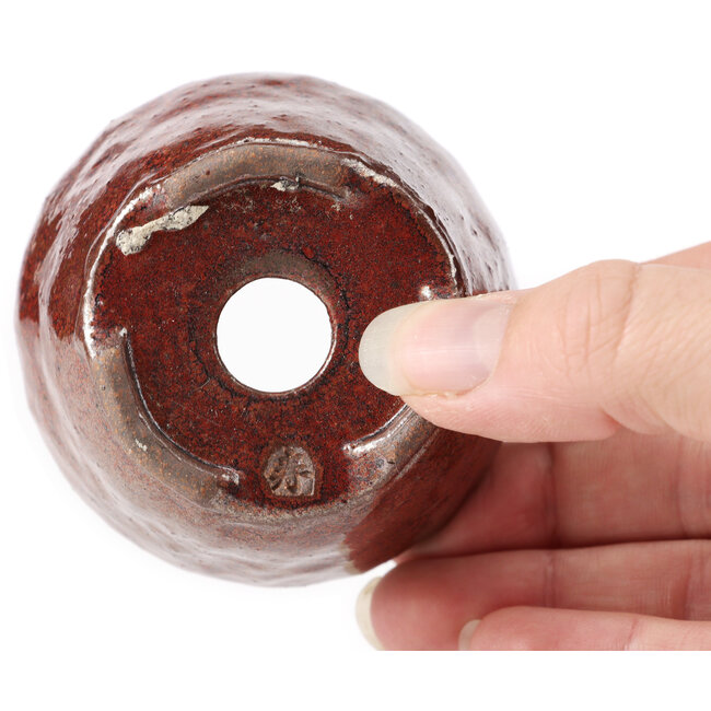 Vaso per bonsai rotondo rosso marrone di Bonsai - 70 x 70 x 40 mm