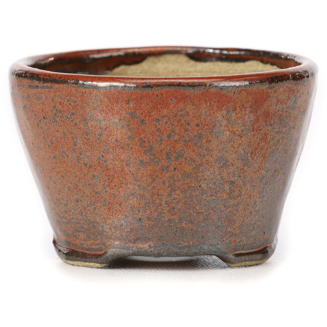 Vaso per bonsai rotondo rosso marrone di Bonsai - 70 x 70 x 45 mm
