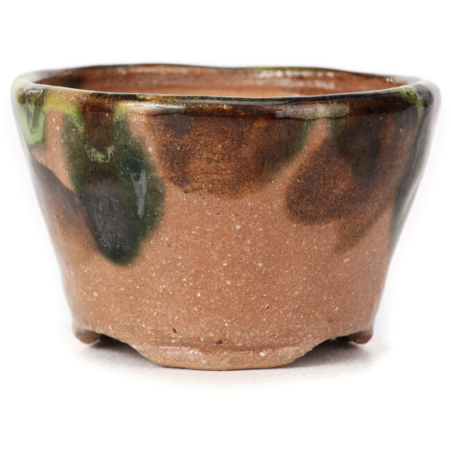 Pot à bonsaï rond vert et marron par Bonsai - 70 x 70 x 45 mm