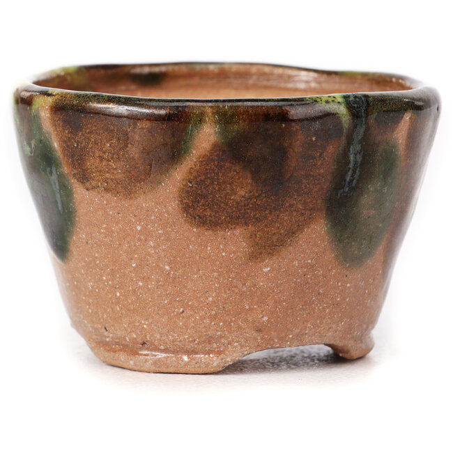 Vaso bonsai rotondo verde e marrone di Bonsai - 70 x 70 x 45 mm
