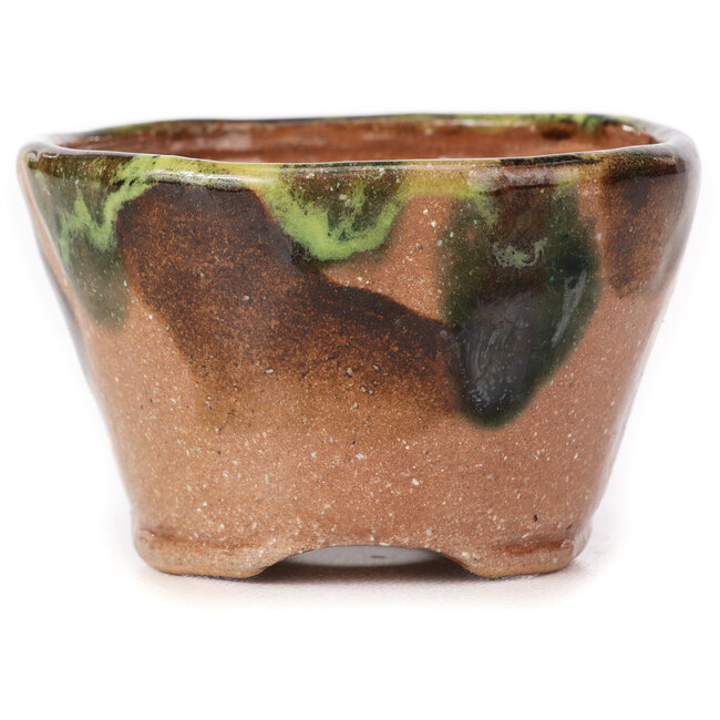 Ronde groene en bruine bonsaipot van Bonsai - 70 x 70 x 45 mm