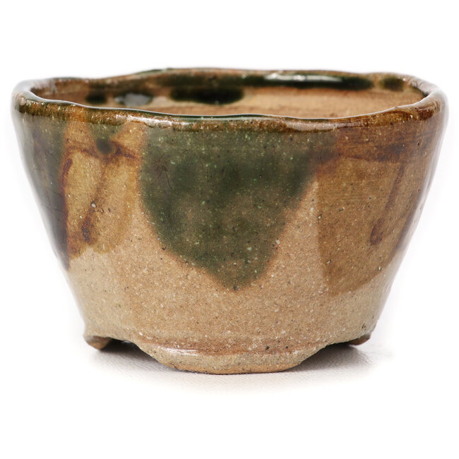 Pot à bonsaï rond vert et marron par Bonsai - 70 x 70 x 45 mm