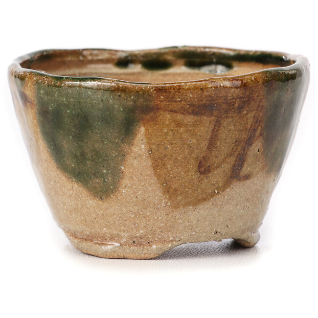 Runde grüne und braune Bonsaischale von Bonsai - 70 x 70 x 45 mm