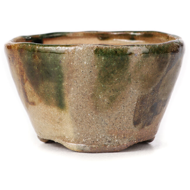 Pot à bonsaï rond vert et marron par Bonsai - 70 x 70 x 45 mm