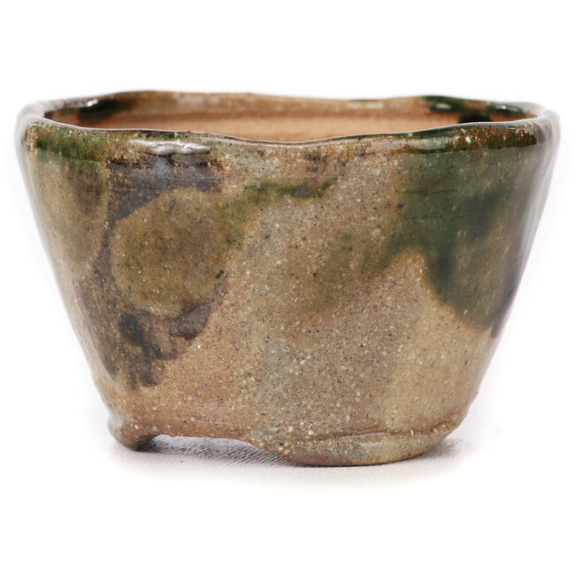 Ronde groene en bruine bonsaipot van Bonsai - 70 x 70 x 45 mm