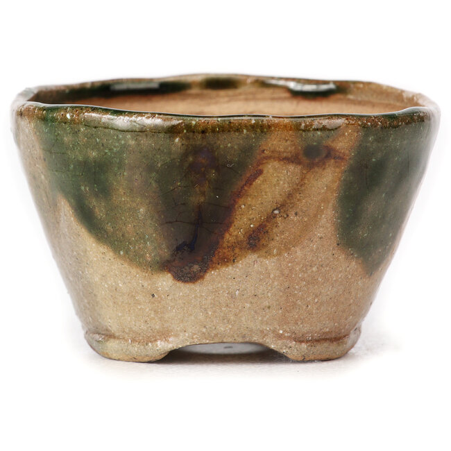 Vaso bonsai rotondo verde e marrone di Bonsai - 70 x 70 x 45 mm