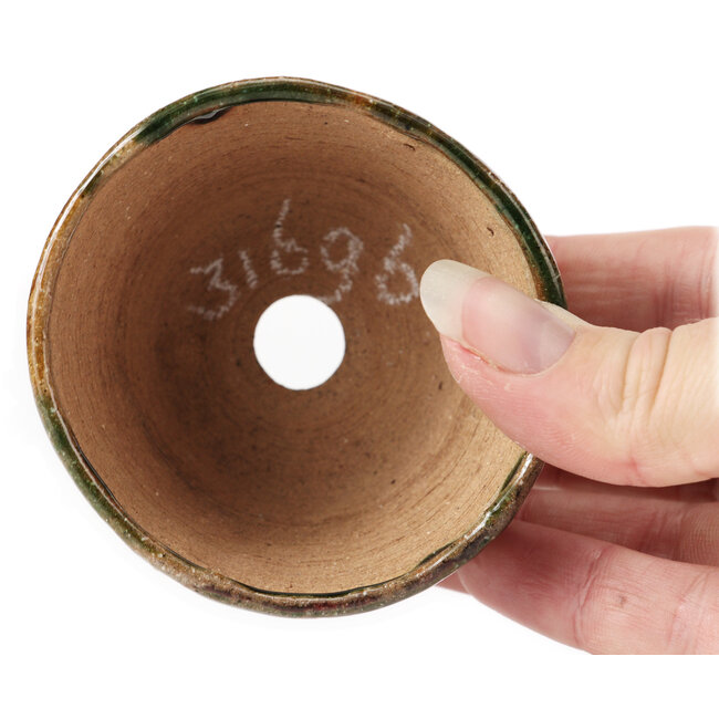 Ronde groene en bruine bonsaipot van Bonsai - 70 x 70 x 45 mm