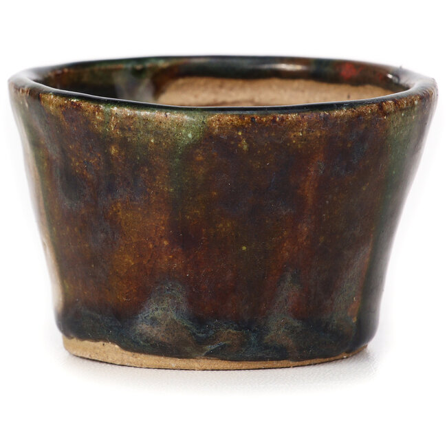 Round green and brown bonsai pot by Bonsai - 70 x 70 x 45 mm
