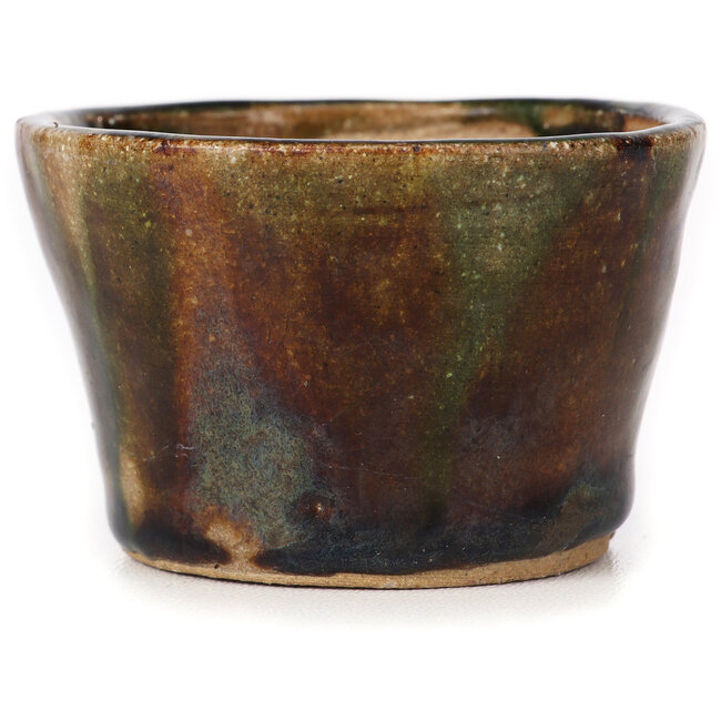 Round green and brown bonsai pot by Bonsai - 70 x 70 x 45 mm
