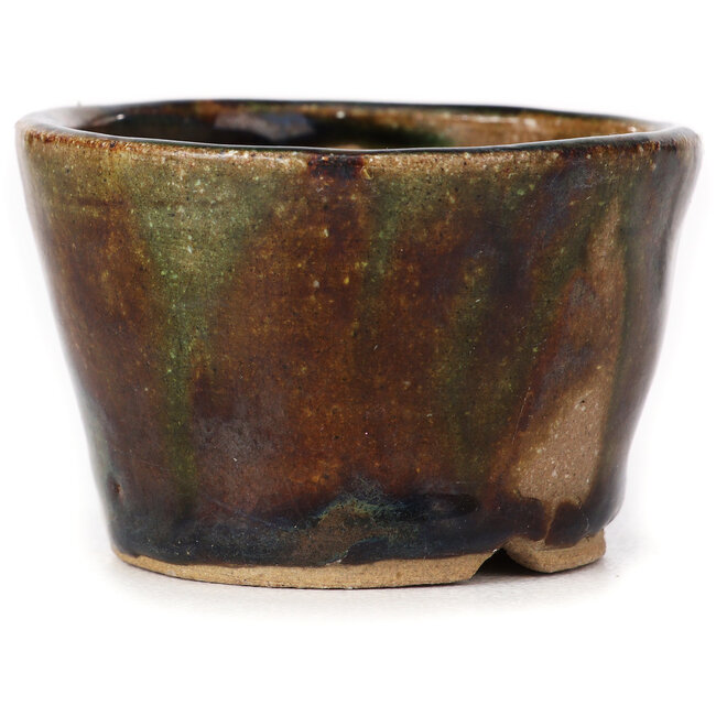 Round green and brown bonsai pot by Bonsai - 70 x 70 x 45 mm