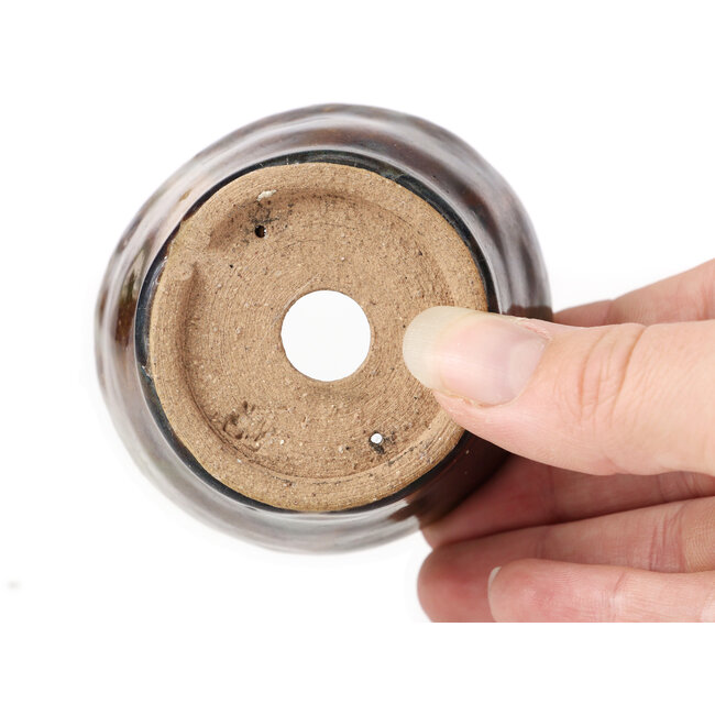 Runde grüne und braune Bonsaischale von Bonsai - 70 x 70 x 45 mm