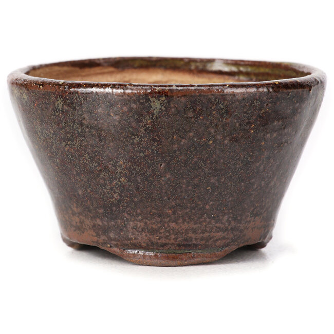 Ronde groene en bruine bonsaipot van Bonsai - 75 x 75 x 45 mm