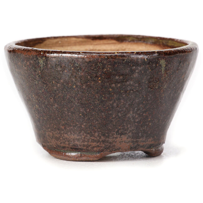 Round green and brown bonsai pot by Bonsai - 75 x 75 x 45 mm