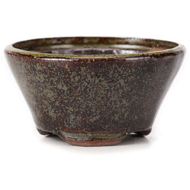 Runde grüne und braune Bonsaischale von Bonsai - 75 x 75 x 40 mm