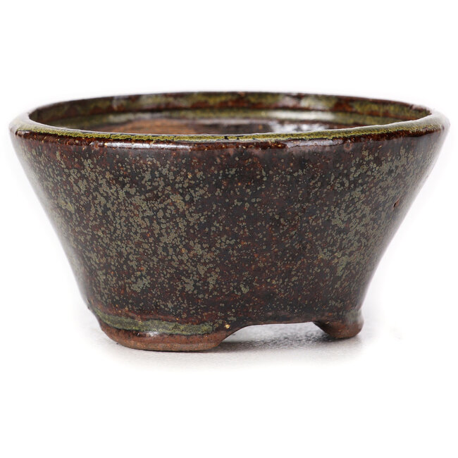 Runde grüne und braune Bonsaischale von Bonsai - 75 x 75 x 40 mm
