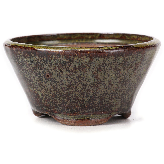 Maceta de bonsái redonda verde y marrón de Bonsai - 75 x 75 x 40 mm