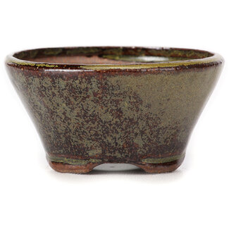 Bonsai 75 mm round green and brown bonsai pot by Bonsai, Japan