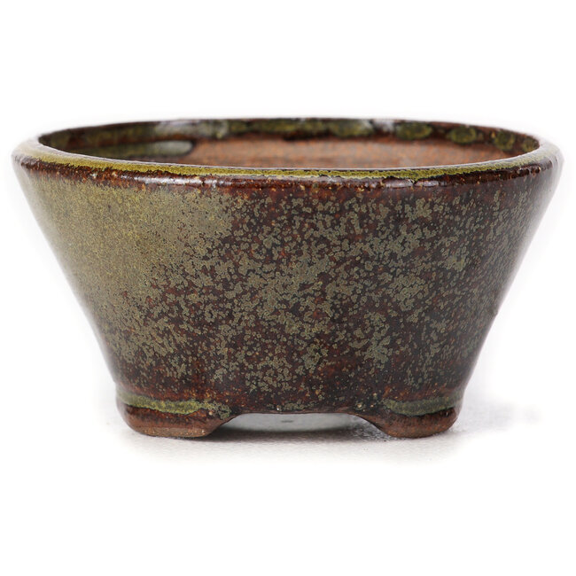 Pot à bonsaï rond vert et marron par Bonsai - 75 x 75 x 40 mm