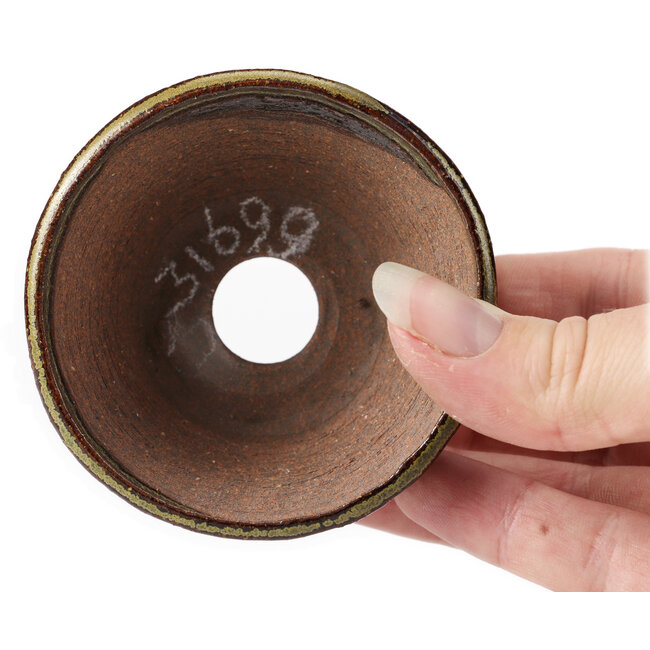 Pot à bonsaï rond vert et marron par Bonsai - 75 x 75 x 40 mm