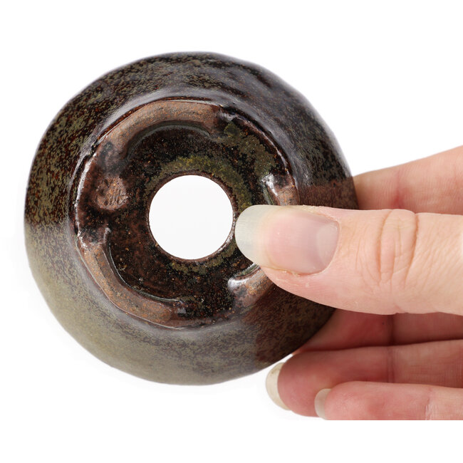 Pot à bonsaï rond vert et marron par Bonsai - 75 x 75 x 40 mm