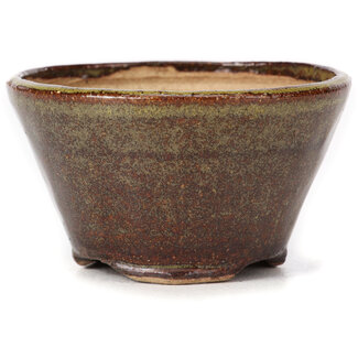 Bonsai 75 mm round green and brown bonsai pot by Bonsai, Japan