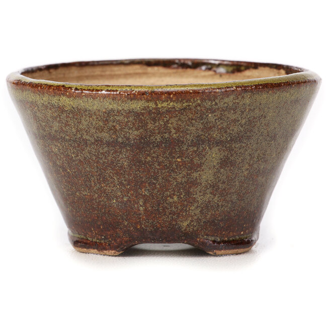 Vaso bonsai rotondo verde e marrone di Bonsai - 75 x 75 x 45 mm