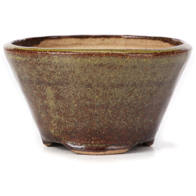 Round green and brown bonsai pot by Bonsai - 75 x 75 x 45 mm