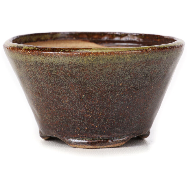 Runde grüne und braune Bonsaischale von Bonsai - 75 x 75 x 45 mm