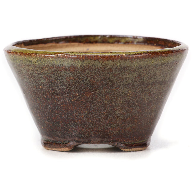 Ronde groene en bruine bonsaipot van Bonsai - 75 x 75 x 45 mm