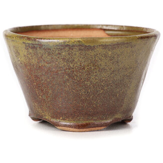 Bonsai 70 mm round green and brown bonsai pot by Bonsai, Japan