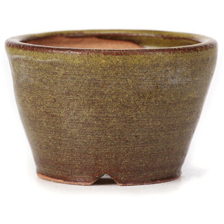 Bonsai 65 mm round green and brown bonsai pot by Bonsai, Japan