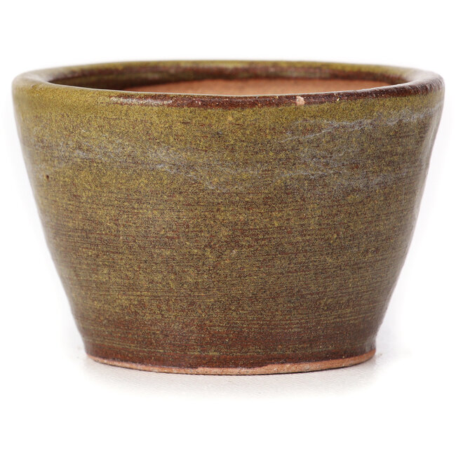 Maceta de bonsái redonda verde y marrón de Bonsai - 65 x 65 x 45 mm