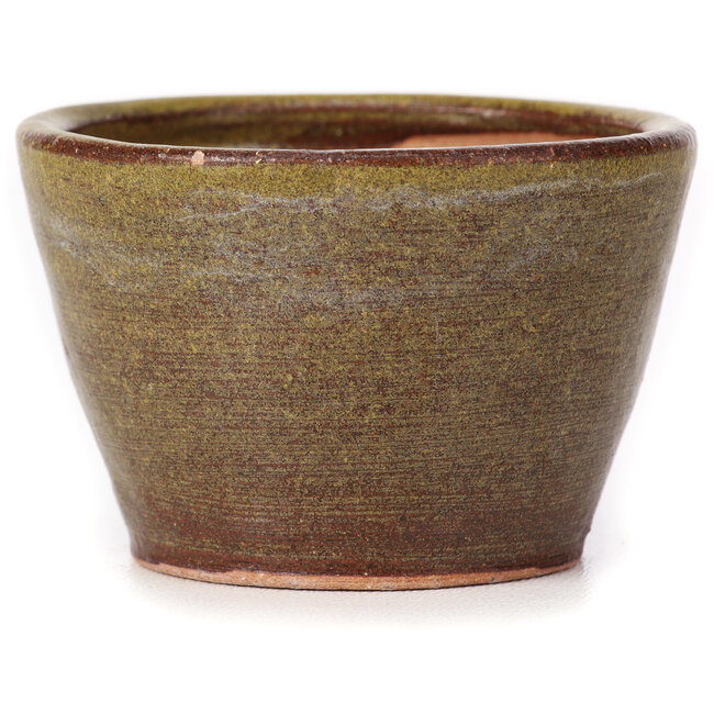 Ronde groene en bruine bonsaipot van Bonsai - 65 x 65 x 45 mm