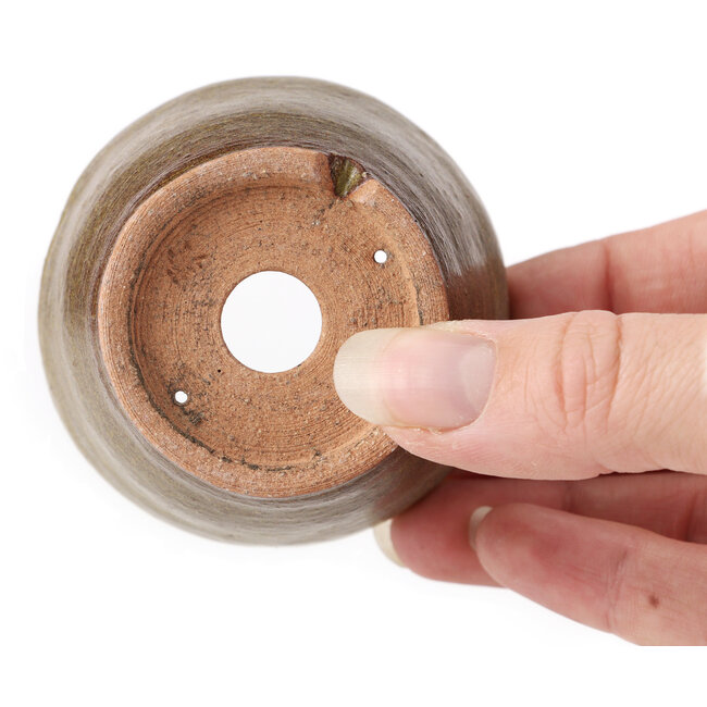 Maceta de bonsái redonda verde y marrón de Bonsai - 65 x 65 x 45 mm