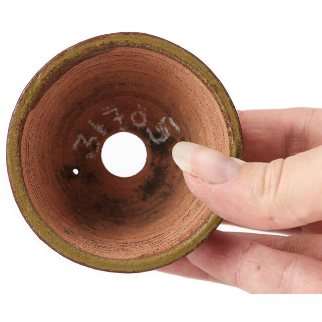 Runde grüne und braune Bonsaischale von Bonsai - 70 x 70 x 40 mm