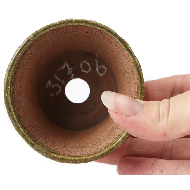 Pot à bonsaï rond vert et marron par Bonsai - 70 x 70 x 45 mm