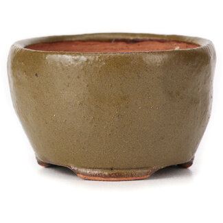 Bonsai 65 mm round green and brown bonsai pot by Bonsai, Japan