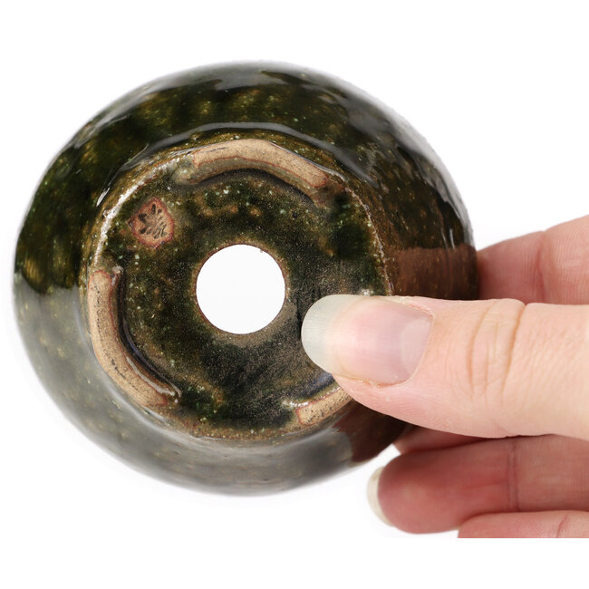 Pot à bonsaï rond vert par Bonsai - 80 x 80 x 45 mm