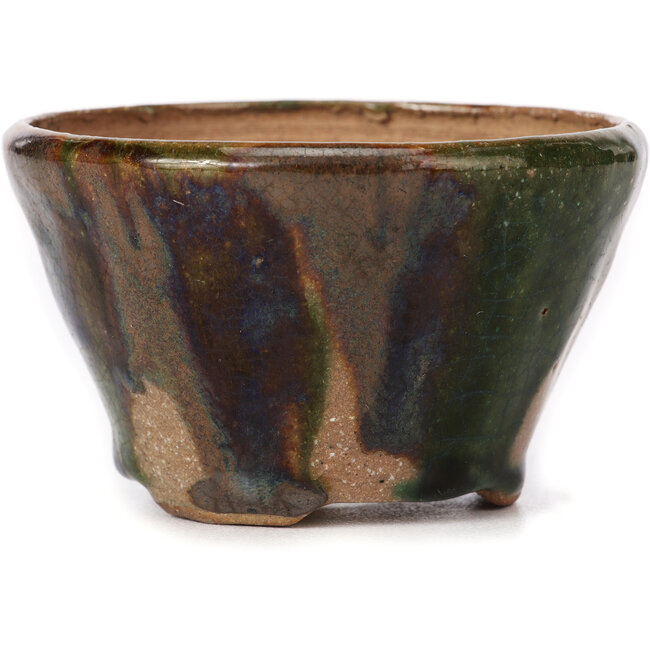 Round green and brown bonsai pot by Bonsai - 100 x 100 x 60 mm