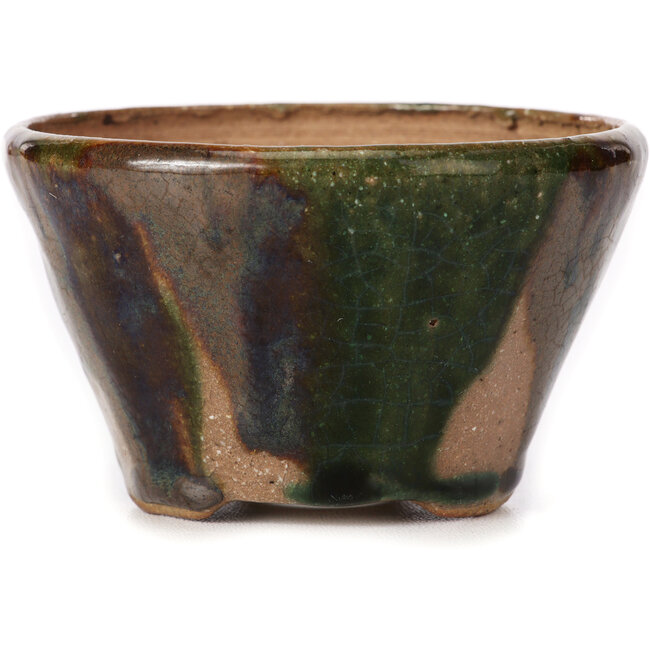 Ronde groene en bruine bonsaipot van Bonsai - 100 x 100 x 60 mm