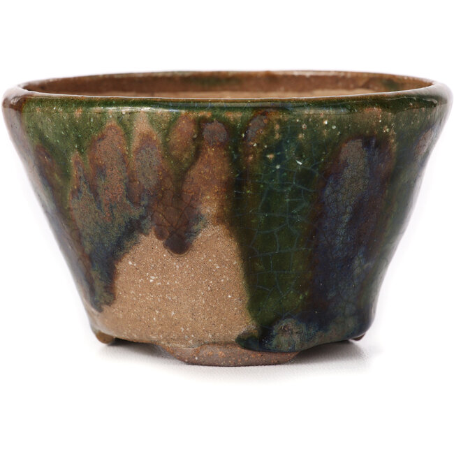 Vaso per bonsai rotondo verde e marrone di Bonsai - 100 x 100 x 60 mm