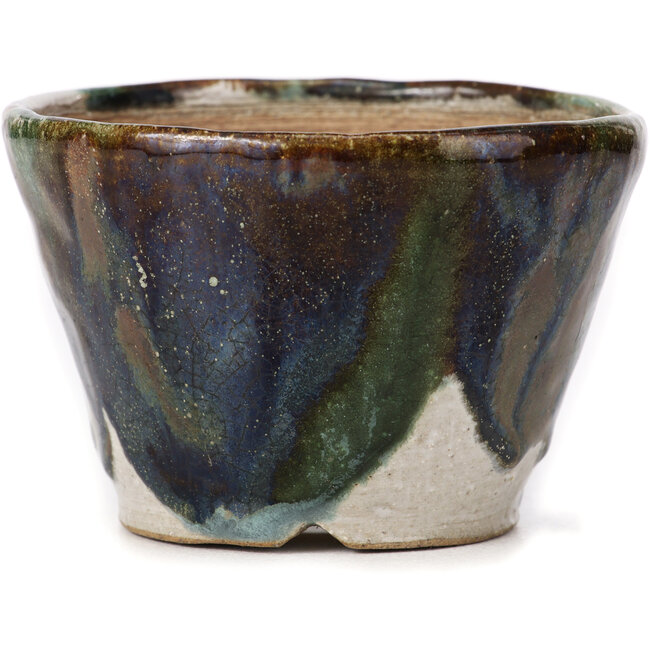 Runde grüne und braune Bonsaischale von Bonsai - 105 x 105 x 70 mm